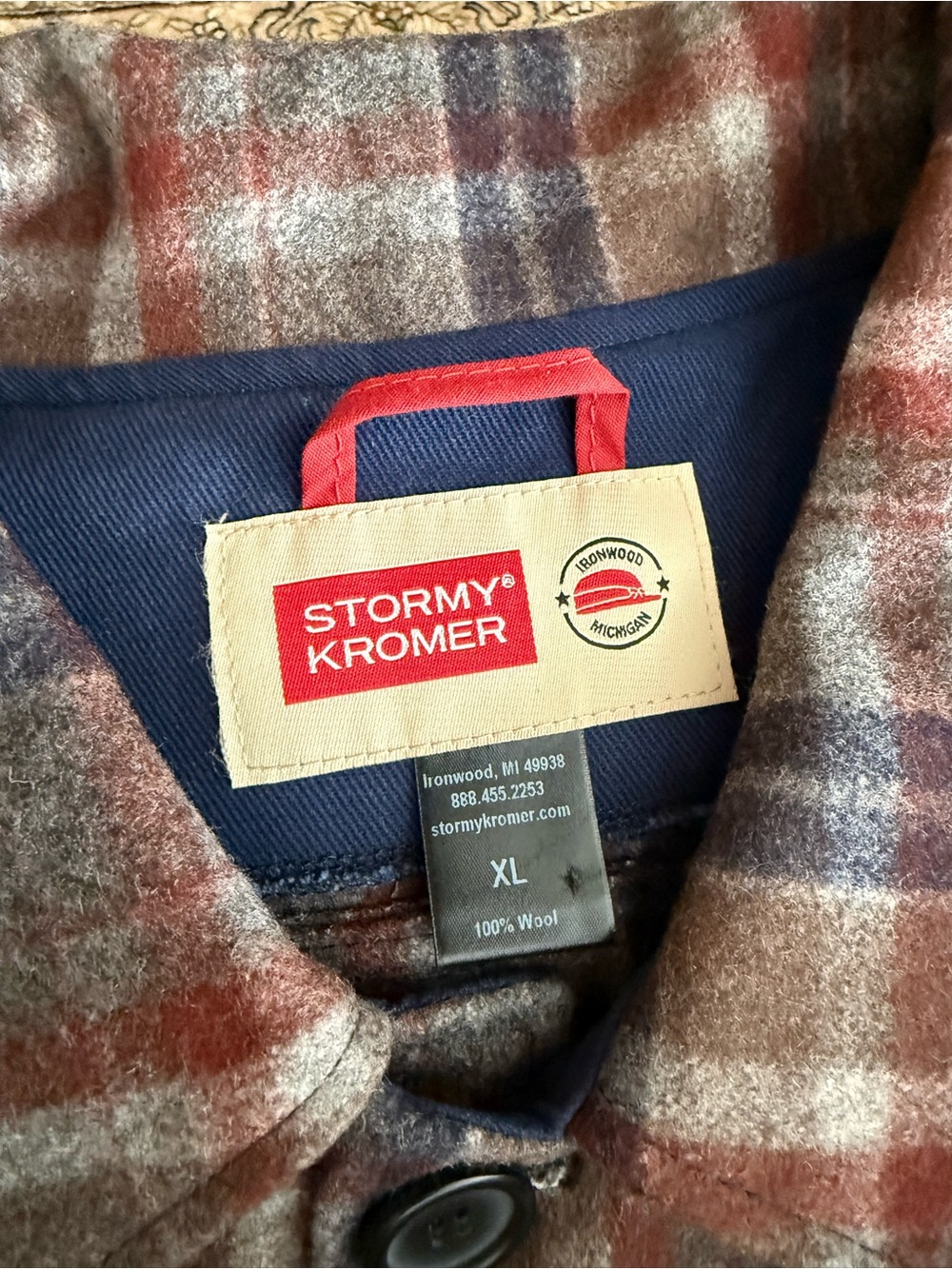 Stonemountain & Daughter Brown Plaid Wool Pea Coat - Picture 4 of 4